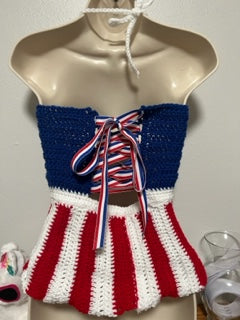 4th of July Inspired Halter Top Sz Med