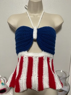 4th of July Inspired Halter Top Sz Med