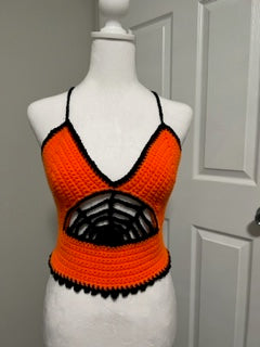 Peek-A-Boo Cobweb Halter Top sz Med/Lg